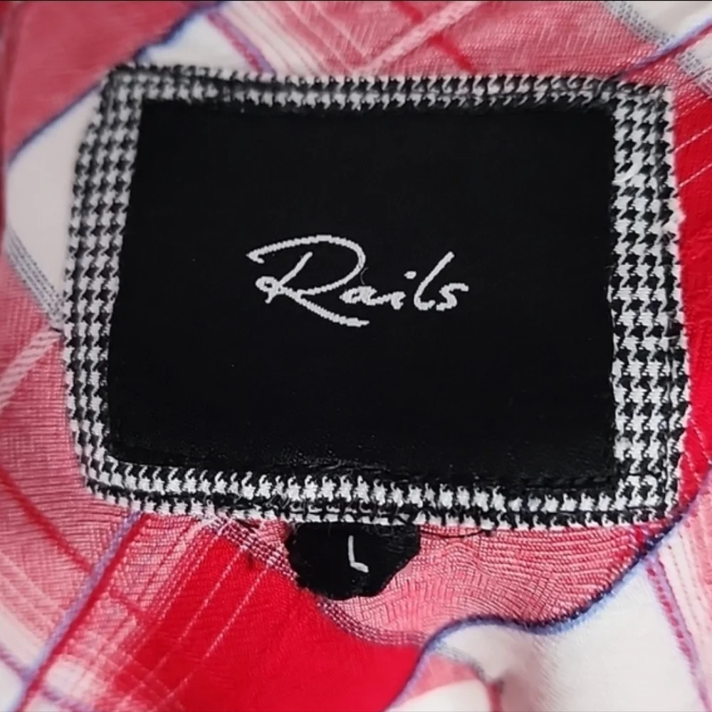 Rails Shirt Plaid Button Down Long Sleeve Red Size L - Picture 16 of 16